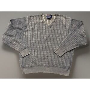 Pendleton Men's Knit Sweater 100% Cotton Light Blue Vintage VTG Size Medium JBHS